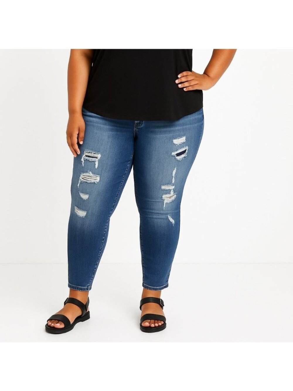 Torrid Womens Distressed Skinny Jeans Blue Stretch Denim Pants Plus Size 26